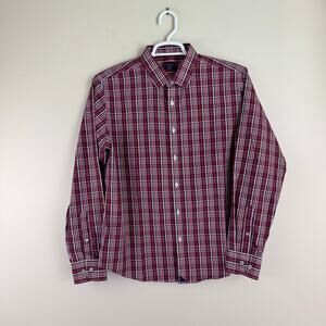 UNTUCKit Men’s Long Sleeve Button Down Shirt Chevalier WF Red Plaid Large